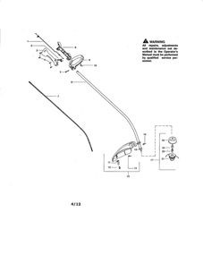 Drive Shaft/Handle/Shield Diagram and Parts List for FL26 Type 1 Weed Eater Trimmer